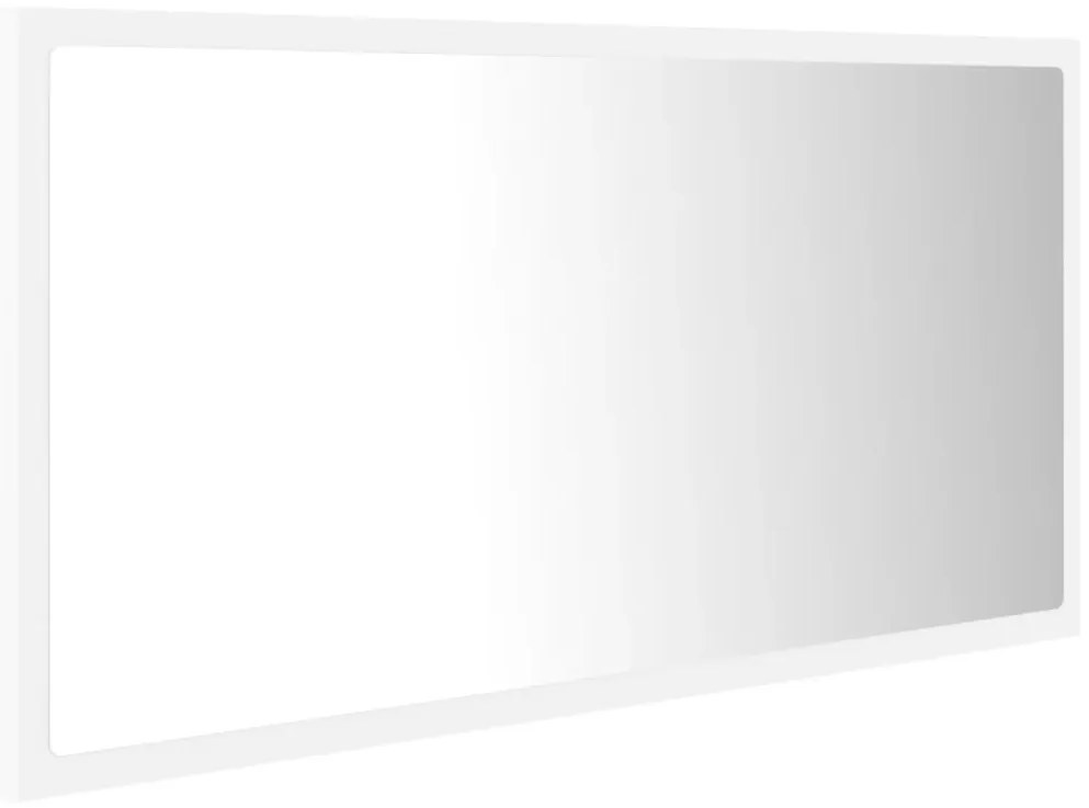 Espelho de casa de banho com LED 90x8,5x37 cm acrílico branco