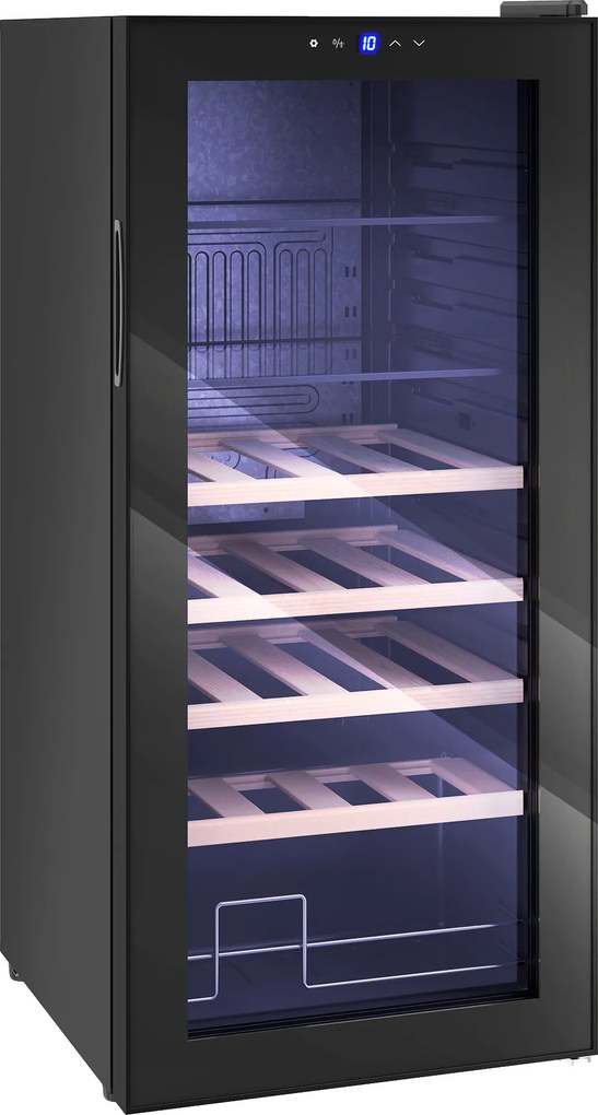 HOMCOM Frigorífico para Vinho 92 L com Prateleiras Ajustáveis para 20 Garrafas e 50 Latas 43x45x94 cm Preto | Aosom Portugal