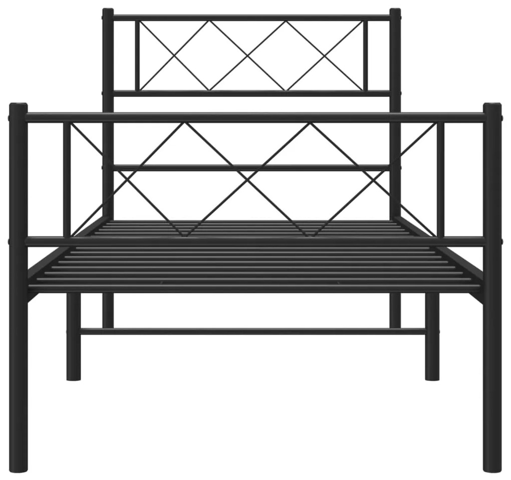 Estrutura de cama com cabeceira e pés 100x200 cm metal preto