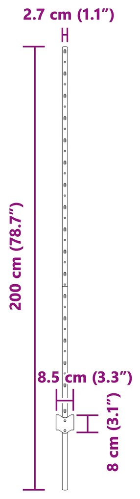 Postes de Cerca 44 pcs Canal U Prateado 200 cm Aço