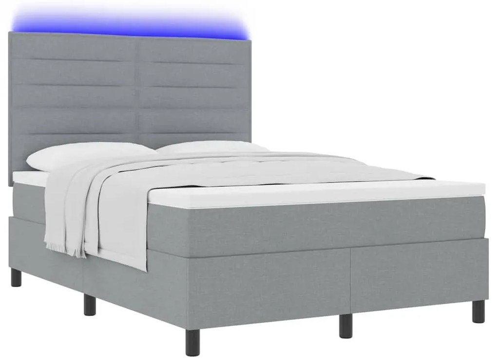 Cama com Estrado e Colchão Cinzento Claro 140 x 200 cm