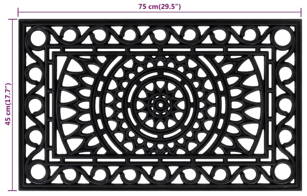 Tapete de porta retangular 45x75 cm borracha