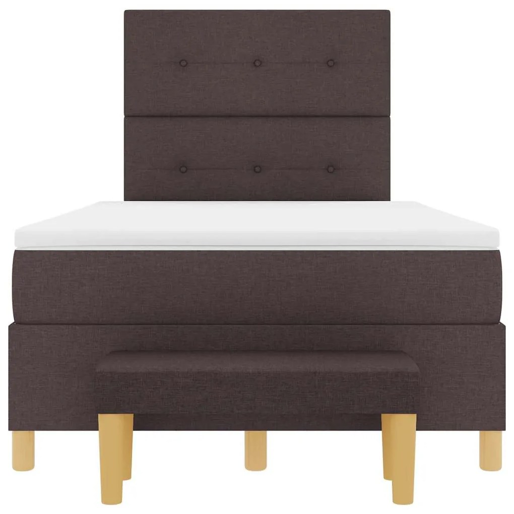 Cama Box Spring com Colchão e Banco Marrom Escuro 120x190 cm Tecido
