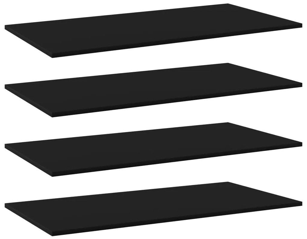 vidaXL Prateleiras p/ estante 4 pcs 100x50x1,5cm contraplacado preto
