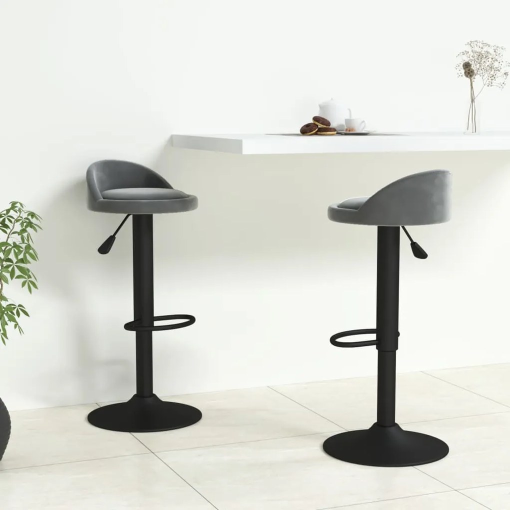 333602 vidaXL Bancos de bar 2 pcs veludo cinzento-escuro
