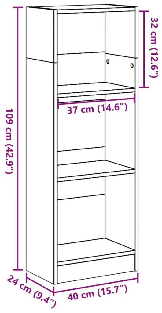 Estante 40x24x109 cm derivados de madeira branco