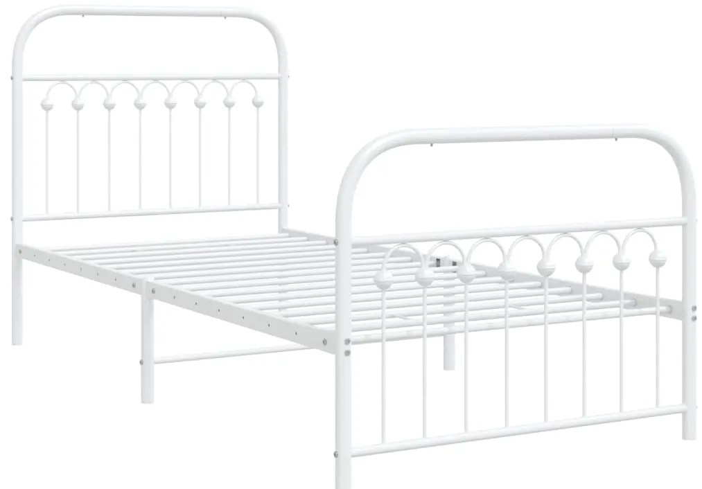 Estrutura de cama com cabeceira e pés 90x200 cm metal branco