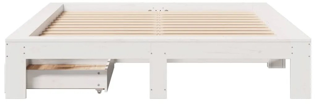 Cama sem colchão 160x200 cm madeira de pinho maciça branco