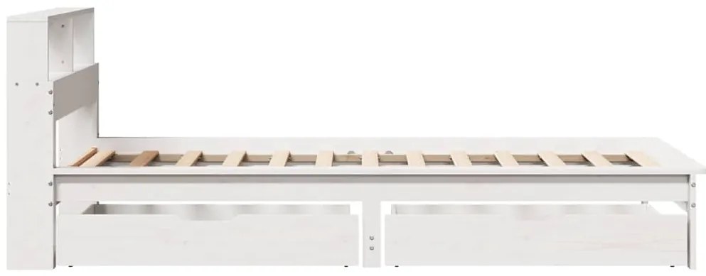 Cama com estante sem colchão 100x200 cm pinho maciço branco