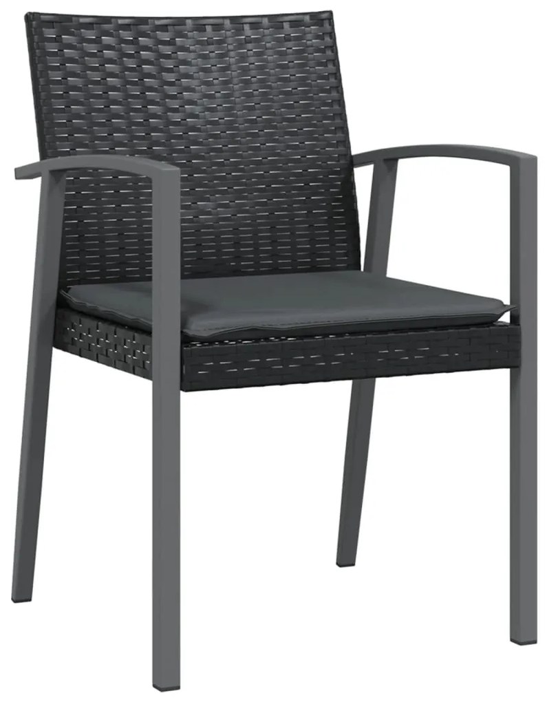 3 pcs conjunto de jantar p/ jardim c/ almofadões vime PE e aço