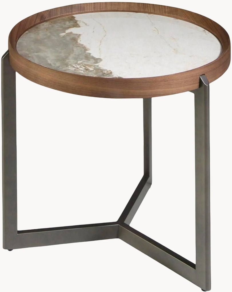 Mesa de apoio redonda com tampo com aspeto de mármore Ramón