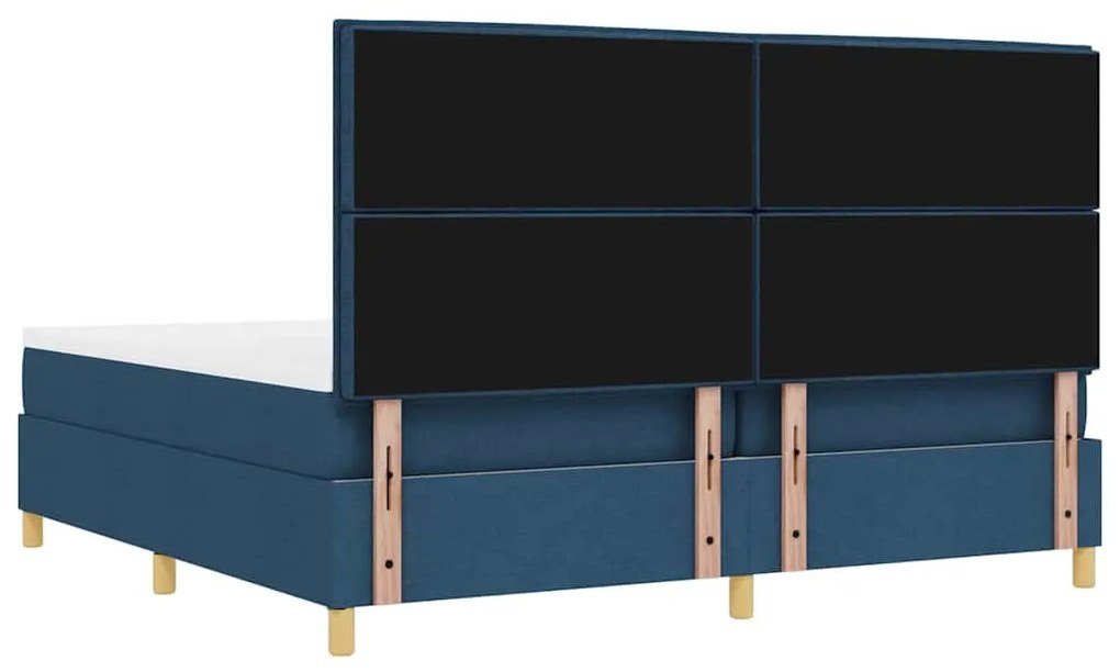 Cama Box Spring vidaXL com Colchão e Banco Azul 200x200 cm Tecido