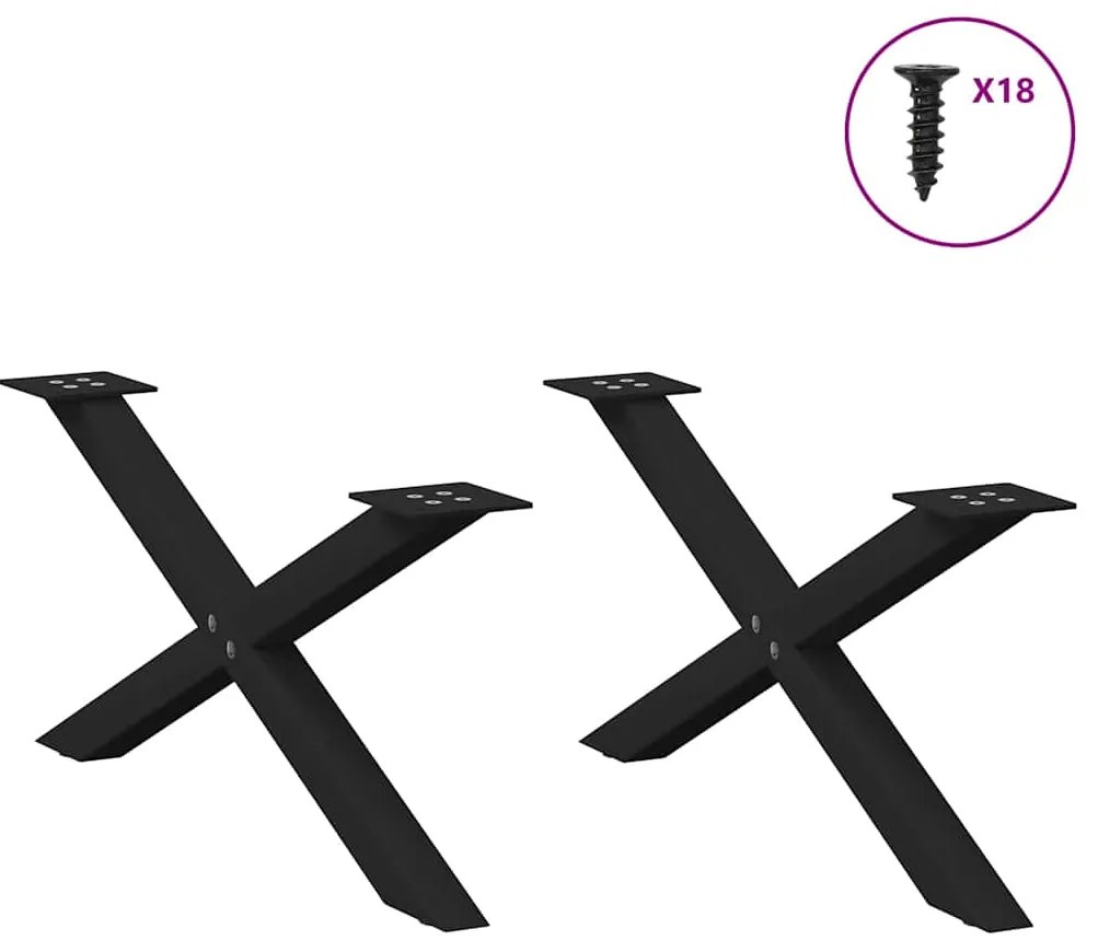 Pés para mesa de centro em formato de X, 2 peças, preto, 70x(30-31) cm