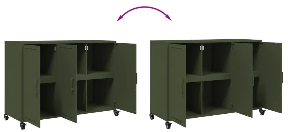Aparador 100,5x39x72 cm aço verde-azeitona