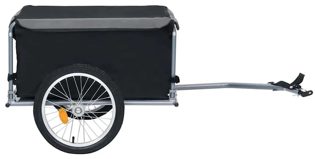 Reboque de carga para bicicleta 65 kg preto e cinzento