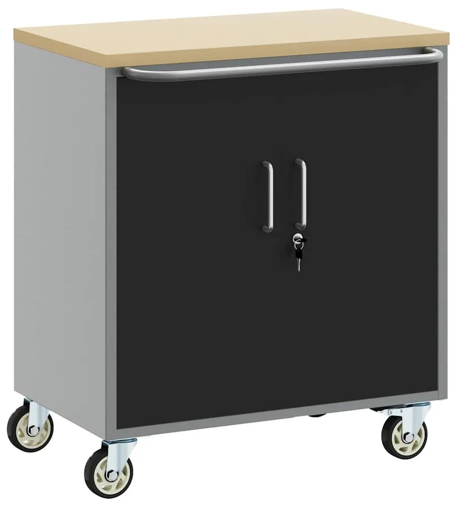 Gabinete de Ferramentas vidaXL com Rodas e Tranca Preto 75x45x85 cm Aç