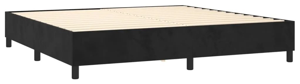 Cama box spring c/ colchão/LED 200x200 cm veludo preto