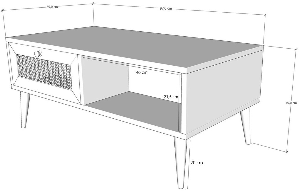 Mesa de Centro Sidyma – Carvalho – 97x45x55 cm