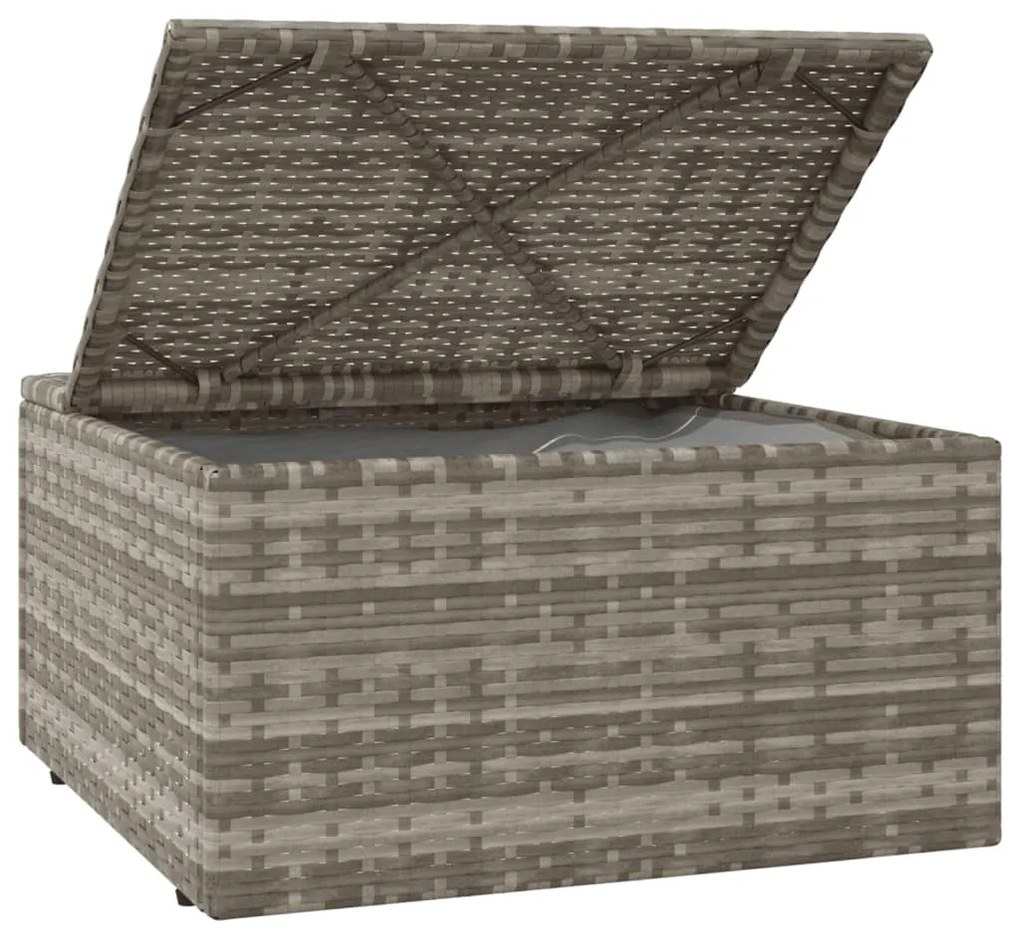 3 pcs conjunto lounge de jardim c/ almofadões vime PE cinzento