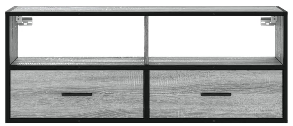 Móvel p/ TV 100x31x39,5 cm deriv. madeira/metal cinzento sonoma
