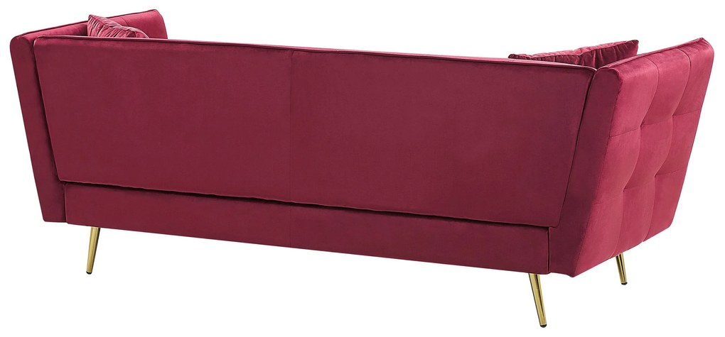Sofá de 3 lugares em veludo vermelho escuro FREDERICA Beliani
