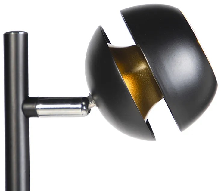 Candeeiro de pé moderno 3-luzes preto com interior dourado - Buell Deluxe