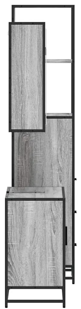 3 pcs Conjunto móveis casa de banho madeira proc. cinza sonoma