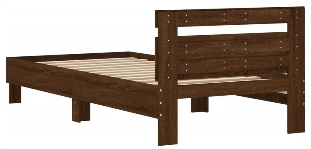 Cama sem colchão com cabeceira 100x200 cm carvalho castanho