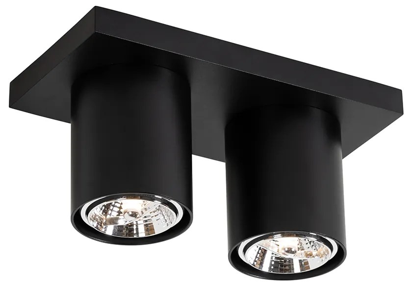Candeeiro de teto moderno preto 2 luzes - Tubo Moderno