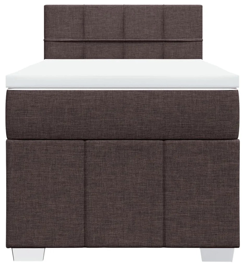 Cama com molas/colchão 90x190 cm tecido castanho-escuro