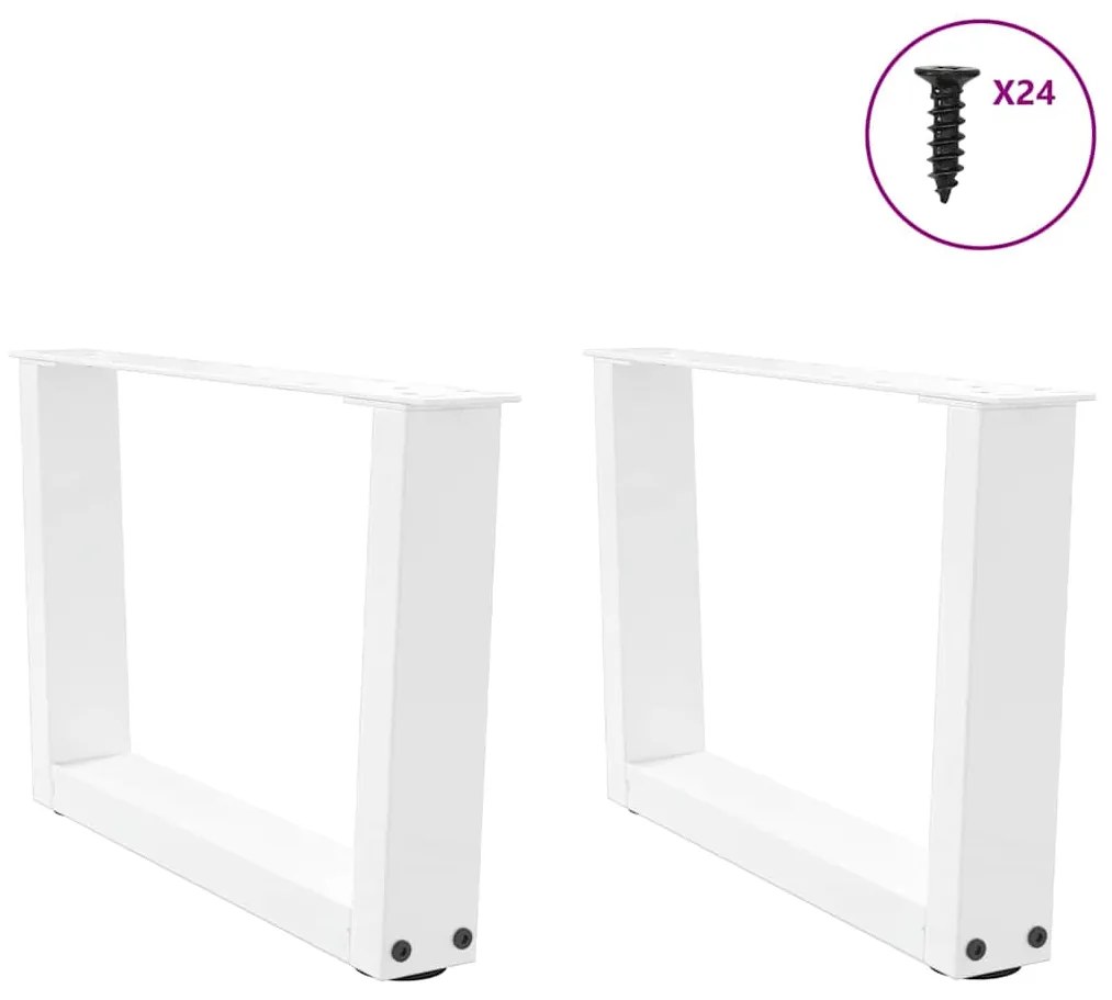 Mesa de jantar pernas 2pcs forma de V 50x(30-31,3)cm aço branco