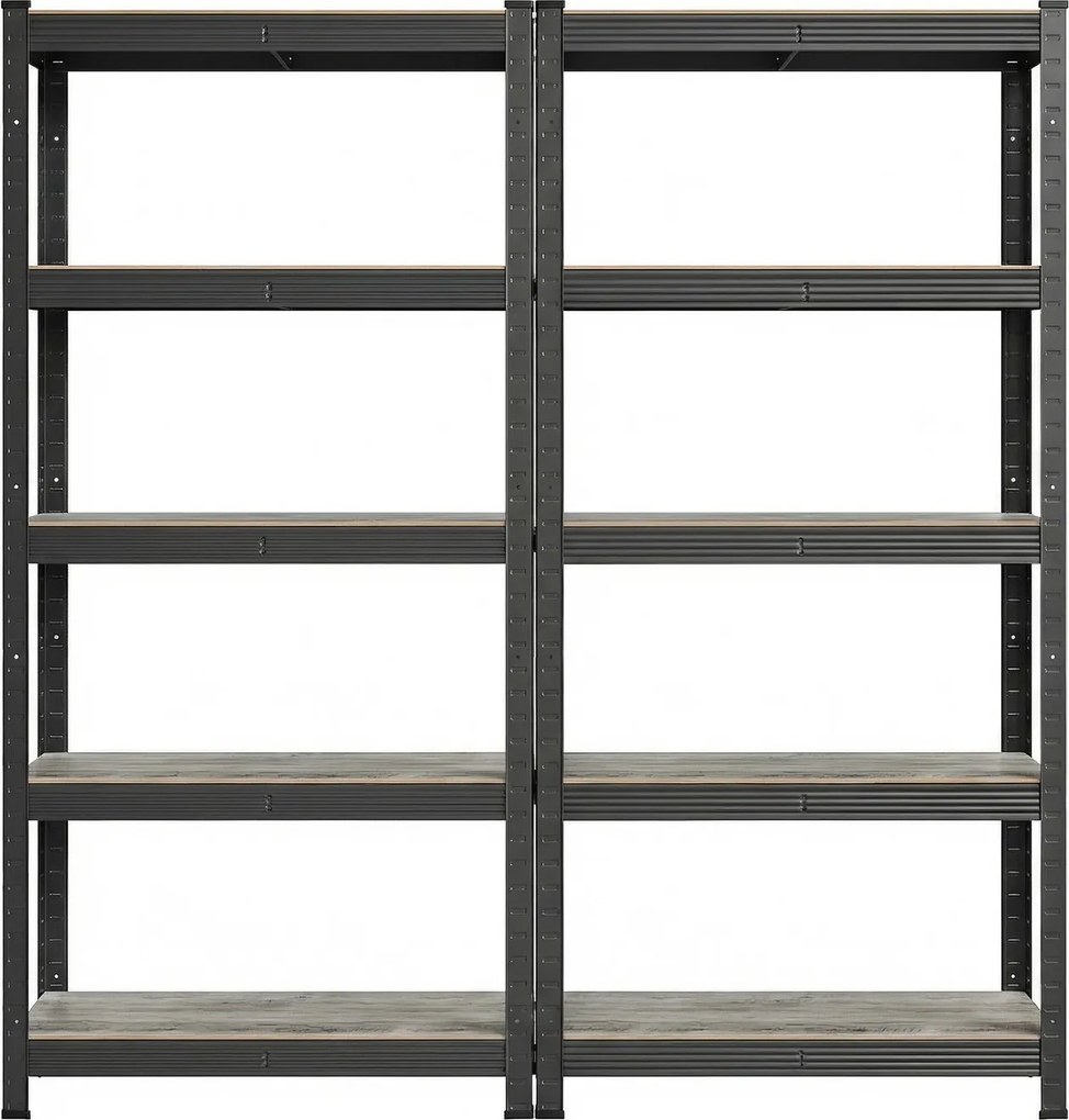 Conjunto de 2 estantes de armazenamento 180 x 90 x 40 cm cinza-preto