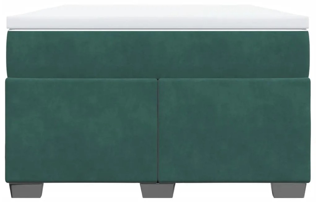 Cama boxspring com colchão 120x190 cm veludo verde-escuro