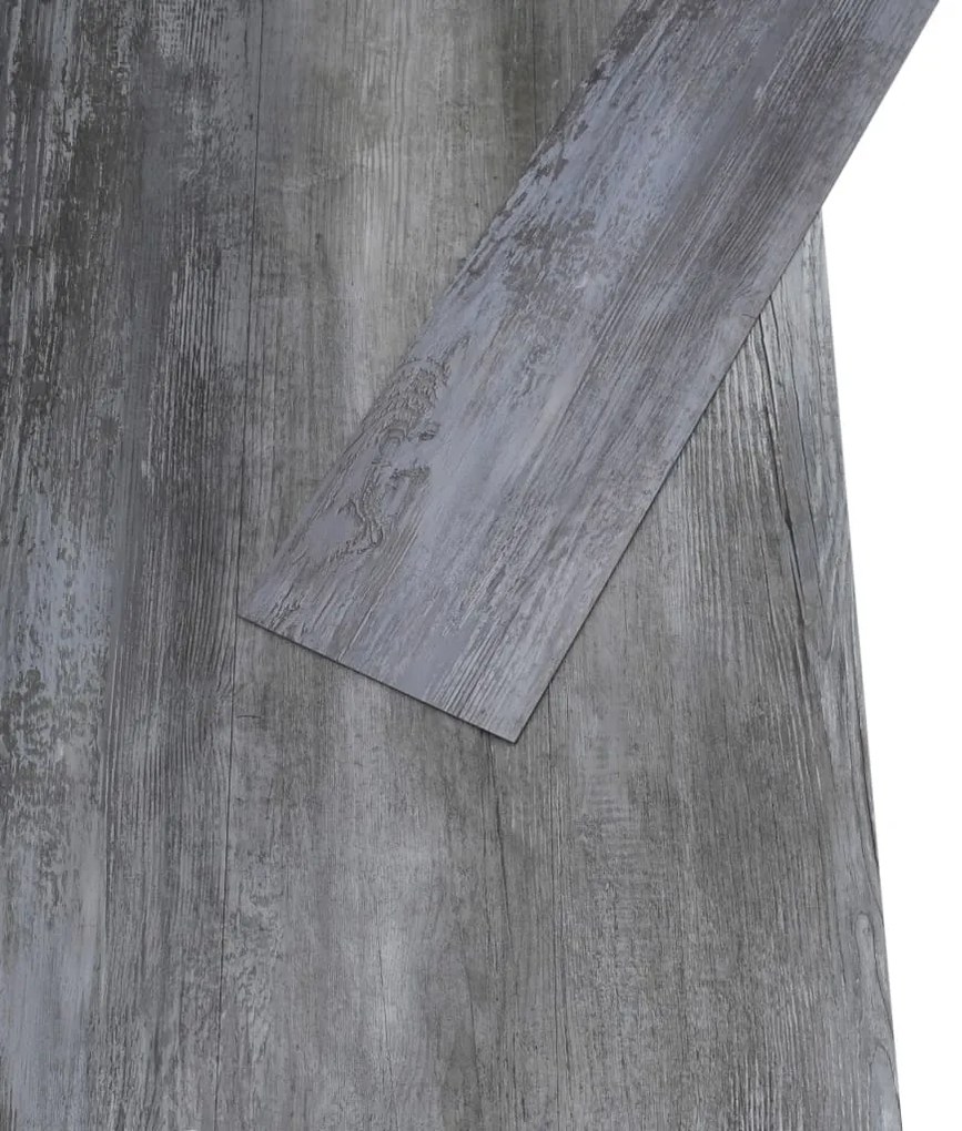 Tábuas de soalho PVC autoadesivo 5,21 m² 2 mm cinzento lustroso