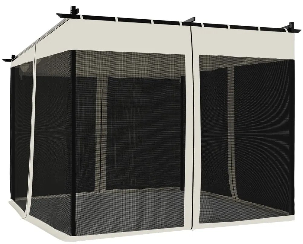 Gazebo com paredes de malha 3x3 m aço creme