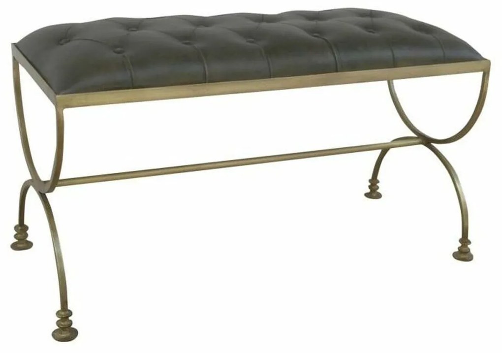 Banco de Pé-de-cama Dkd Home Decor Dourado Metal Pele Verde Metalizado (90 X 38 X 48 cm)