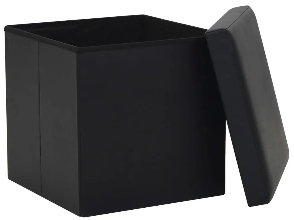 Bancos de arrumação dobráveis 2 pcs couro artificial preto