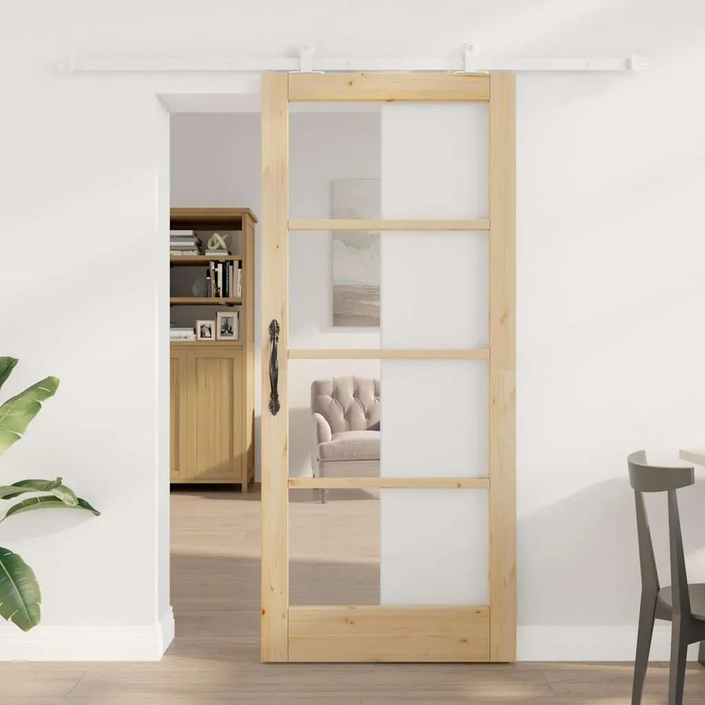 vidaXL Porta Deslizante ORKDAL Castanho 86 x 198.5 cm Madeira e metal
