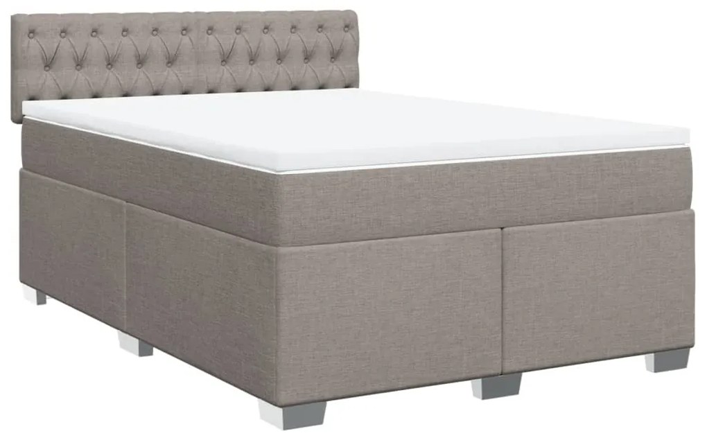 Cama com molas/colchão 160x200 cm tecido castanho-acinzentado