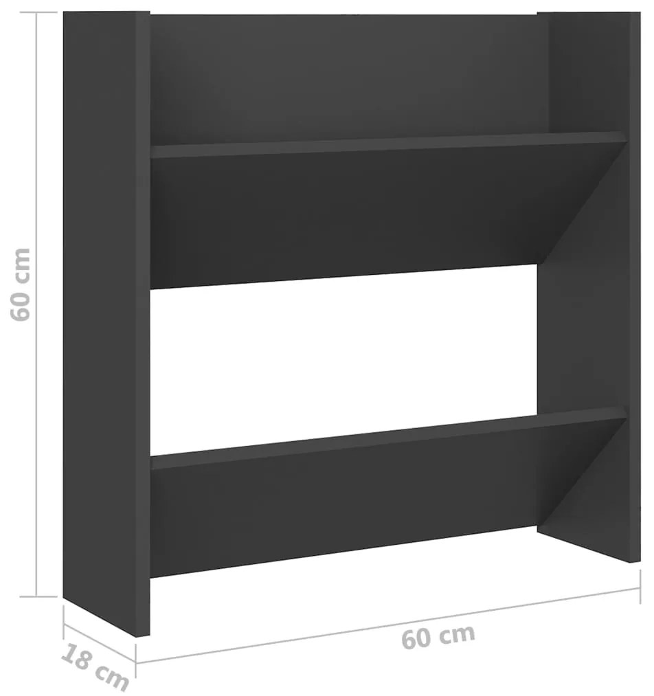 Sapateiras de parede 4 pcs 60x18x60 cm contraplacado cinzento