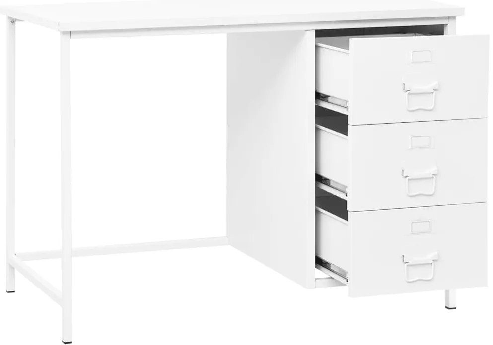 Secretária industrial c/ gavetas 105x52x75 cm aço branco