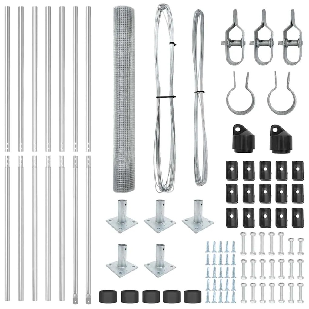 Conjunto de Poste de Cerca Conjunto de 2 Aço galvanizado 10m x 1m
