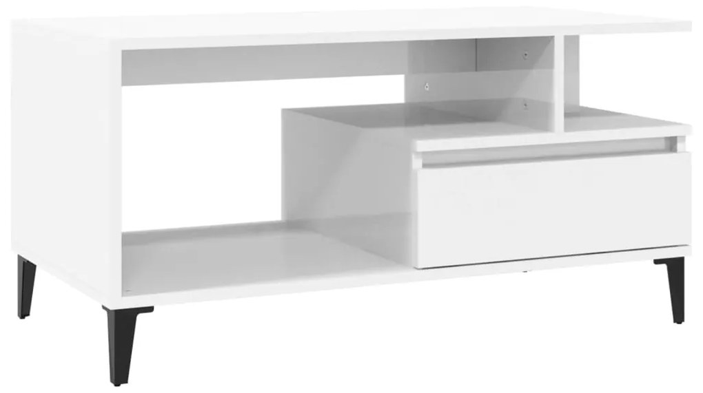 Mesa centro 90x49x45 cm derivados de madeira branco brilhante