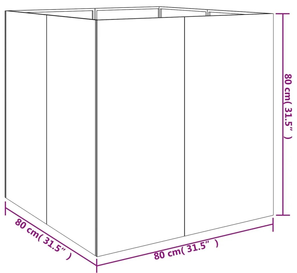 Vaso/floreira 80x80x80 cm aço corten