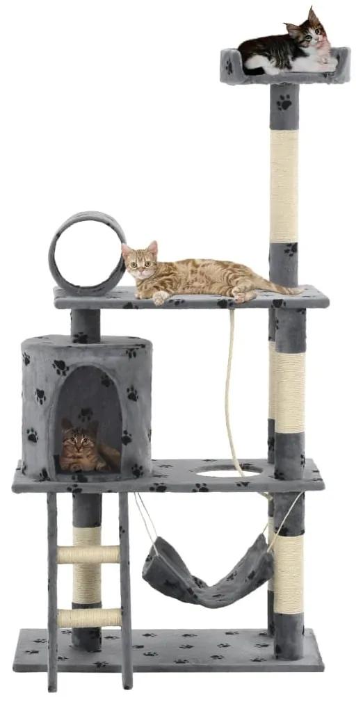 Árvore para gatos c/postes arranhadores sisal 140 cm cinzento
