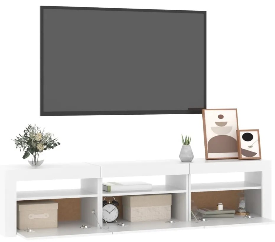 Móvel de TV com luzes LED 180x35x40 cm branco
