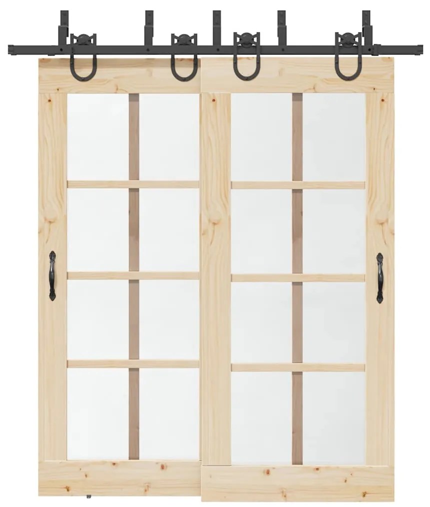 Kit de ferragens para porta deslizante 200 cm aço preto