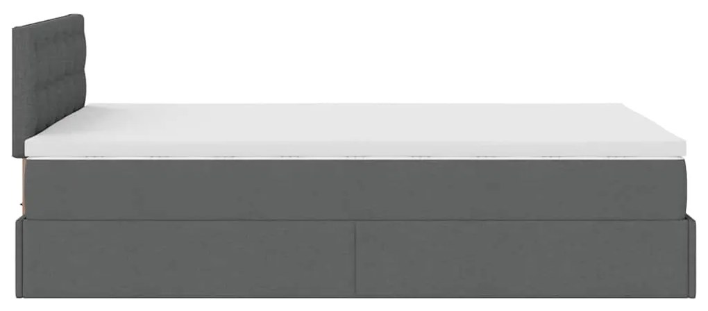 Cama otomana com colchão 120x200 cm tecido cinzento escuro