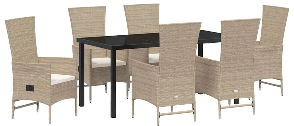 Conjunto de Cadeiras Externas 7 pcs Bege, Branco Creme
