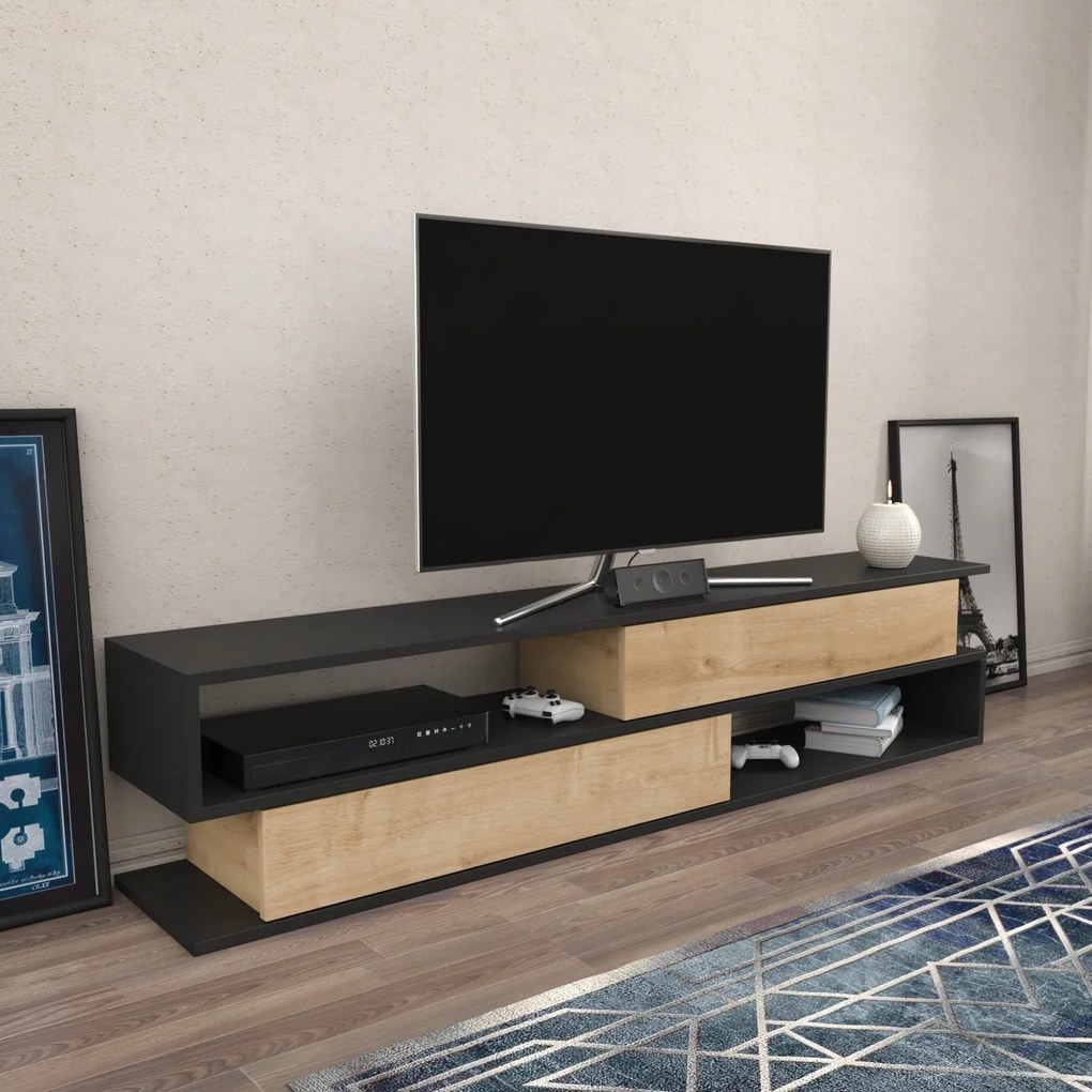 Móvel TV Cortez – Anthracite Oak – 160x35,3x38,6 cm